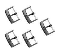 F Fityle 5 hebillas para correas de reloj, hebillas de cierre de acero inoxidable para correas de reloj de cuero PU, piezas de reparación de fácil instalación, negro 18mm
