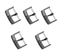 F Fityle 5 hebillas para correas de reloj, hebillas de cierre de acero inoxidable para correas de reloj de cuero PU, piezas de reparación de fácil instalación, negro 20mm