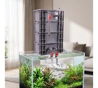 F Fityle Aquarium Filtration Unit Filtro Mecánico-biológico Caja Depuradora Carcasa de Circulación para Acuario con Control de Caudal Lados Acanalados Puertos, Mediano 3 Capas