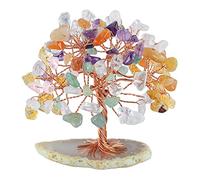 F Fityle Árbol de Dinero de Cristal de Natural, Decoración de Escritorio para Hogar Feng Shui con Base de Bonsai para, Vistoso