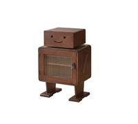 F Fityle Armario Infantil Robot con Puerta de Noche Gabinete de Madera Maciza Mesa Auxiliar Compacta Objetos Apto para Dormitorio Rincón de Lectura Área de Juegos 63cm, Nogal, con Luz De Sensor