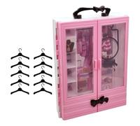 F Fityle Armario para muñecas, Armario para Guardar Ropa, Juguete de simulación, Regalo de cumpleaños, cajón abrible con 10 Perchas, Muebles para muñecas.