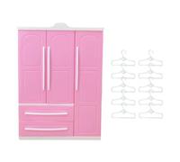 F Fityle Armario para muñecas, Regalo de Valentín para niños, Decoraciones, cajón abrible, Organizador de Ropa para muñecas con 10 Perchas, Style C