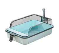 F Fityle Bandeja de Arena para gatos, Caja de Arena para gatos, Parte Abierta, Lado Alto, fácil de Limpiar, Orinal de PP, Lavabo de Arena para gatos, Azul