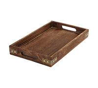 F Fityle Bandeja de Madera para Servir con asa, Bandeja Resistente para Comer, Ligera para Bar, Cocina, Comedor, Bandeja Rectangular Multiusos, 40x28x4cm