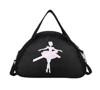 F Fityle Bolso de Danza Infantil Mochila Bolsa Maletín Bandolera para Ballet con Delicados y Moño Oxford Impermeable y Forro Asas y Correa Etiqueta, Negro