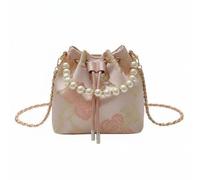 F Fityle Bolso Mujer Bolso de Hombro Bolso Cruzado Bolso Bucket Bolso de Mano con Detalles Bordado Oriental Adecuado para Fiestas Elegantes Encuentros Románticos, Flor Rosa
