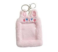 F Fityle Bonito llavero de felpa, fundas para fotos, funda para fotos de ídolo, funda protectora, funda para tarjeta de identificación, soporte para tarjeta de, Conejo rosa