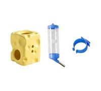 F Fityle Botella de Agua para hámster con Soporte de cerámica Ajustable para hámsteres Enanos. Accesorio Resistente mordeduras. Diseño 2 en 1. Botella de, Amarillo