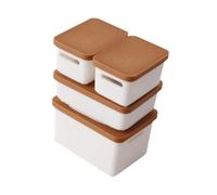 F Fityle Caja de Almacenamiento para casa de muñecas, 4 Unidades, Escala 1/12, colección de dioramas, Suministros para escenografía, decoración para casa de, Marrón Claro