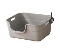 F Fityle Caja de Arena para Mascotas Abierta, Bandeja de Arena para Gatos, Bandeja de Arena tamizadora, Orinal, Inodoro para Gatos fácil de, Gris