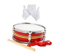F Fityle Caja de batería con guantes y correa, instrumento de percusión profesional de 13" con baquetas para niños, adultos y estudiantes, Rojo Amarillo