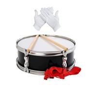 F Fityle Caja de batería con guantes y correa, instrumento de percusión profesional de 13" con baquetas para niños, adultos y estudiantes, Negro