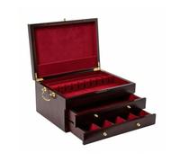F Fityle Caja de Cubiertos de Madera Caja de Cubertería Baúl para Cubiertos para Platería Interior Aterciopelado Antirrayas Compartimentos Personalizados, 39 29 17.5cm