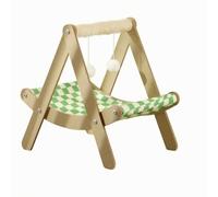 F Fityle Cama Colgante para Gato Hamaca Suspendida Cama Felina con Armazón Abierto Madera y Sisal Tejido Colgante y Adecuada para Interiores Salón Cuarto Rincón, Columpio Pequeño De Celosía Verde