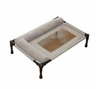 F Fityle Cama Elevada para Mascotas con Diseño Respirable Cama para Borde con Soporte Cervical Estructura Metálica Adecuada para Perros y Gatos Uso en el Hogar, Gray, M