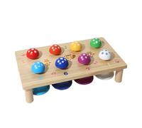 F Fityle Campanas de tonos de prensa manual con patas de madera desmontables, juguete musical con forma de colorido y melodía didáctica.