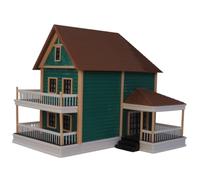 F Fityle Casa en Miniatura Maqueta Villa Residencial Porche Techumbre Maqueta de Casa con Detalles de Puerta Ventanales y Pasamanos Adecuada para Coleccionismo, Villa Número Doce Terminada Sin Luces