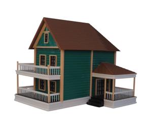 F Fityle Casa en Miniatura Maqueta Villa Residencial Porche Techumbre Maqueta de Casa con Detalles de Puerta Ventanales y Pasamanos Adecuada para Coleccionismo, Villa Número Doce Terminada Sin Luces