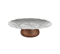F Fityle Centro de Mesa Industrial Cuenco Frutero Bandeja Pedestal Fuente Decorativa con Cáliz Elevado y Textura Martillada en Acero Inoxidable Base Redonda