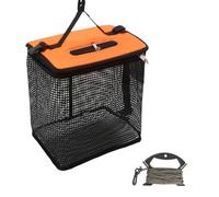 F Fityle Cesta Flotante de Pesca Bolsa para Almacenar Peces Red Plegable Portátil con Tapa Visible Malla Fina y Cremallera Adecuada para Profesionales, Grande