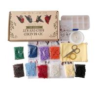 F Fityle Children Craft Beads Kit de Manualidades Juego Creativo Redondas Hilo Nylon Tijeras Caja Transparente para Miniaturas de Animales, Aves De Patio Trasero