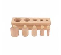 F Fityle Cilindro de Aprendizaje Juguete Educativo de Enchufe Tablero de Clasificación Bloques de Madera Texturizada para Coordinación Mano Ojo Reconocimiento, Madera Natural, Style to 4