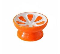 F Fityle Comedero para Gato de Cerámica con Ángulo Cómodo a Interior Diseñado para Ralentizar la Alimentación Base Firme y Antideslizante Adecuado para Gatos Adultos y Decoración del Hogar, Naranja