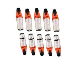 F Fityle Conector de Cable de 10x XLR Audio Audio Socket Masculino Y Hembra Micrófono Portátil Conectador de Micrófonos Cable de Cable para Podcasts de Discurs, Naranja
