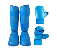 F Fityle Conjunto de Equipamiento para Sparring de Taekwondo, Guantes de Karate, Guantes de Boxeo de Entrenamiento Profesional, Espinilleras para Adultos, Kick, Azul, XS