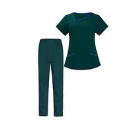F Fityle Conjunto de uniformes sanitarios para hombres y mujeres, traje de trabajo médico, blusas elásticas y pantalones cómodos, m verde