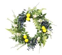 F Fityle Corona de Verano Artificial de Limones Y para Puerta Principal, 50 Cm (19,69 Pulgadas)