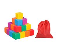 F Fityle Cubo de Madera de Colores, Juguete de matemáticas para Aprendizaje temprano, Bloques de Madera Cuadrados Coloridos educativos manipulables para niños, 2.5 Cm 30 Piezas