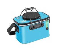 F Fityle Cubo de Pesca Plegable y Resistente, de Gran Capacidad, con Correa, para Pesca, Picnic, jardinería al Aire Libre, Senderismo, 35 Cm X 24 Cm X 22 Cm, Azul con Asa