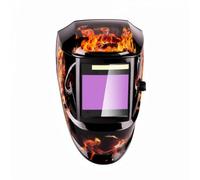 F Fityle de Soldar Pantalla Casco Máscara Visor Lente de Oscurecimiento con Energía Solar Perilla Lateral para Ajuste, Máscara De Soldadura con Diseño De Llamas Y Calavera, Lente Estándar