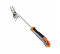 F Fityle Deshierbador Manual Herramienta de Jardín Rastrillo Extractor con Gancho de Acero Inoxidable Mango Curvo Antideslizante y Ligero Adecuado para Macetas Bordes Césped Patio, Naranja