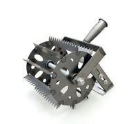 F Fityle Escardador Manual Rodante Herramienta de Jardín Deshierbadora Quitahierbas con Cabezal Giratorio Dentado de Acero Altura Ajustable de 13 a 20 Cm