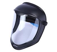 F Fityle Escudo Facial Casco de Soldadura con Lente Transparente de Pantalla de Policarbonato Sin Recubrimiento Anti-UV Protección de Ojos Cara Completa - Máscara doble diadema