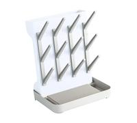 F Fityle Estante de secado de biberones, estante de secado de almacenamiento, 12 gancho de cocina recién nacida limpieza de botellas secador de secador, Gris