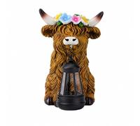 F Fityle Estatua con Farol Solar | Diseño Rústico Western, talles Pintados a Mano, Figura Resina con Linterna, para Jardín, Corona