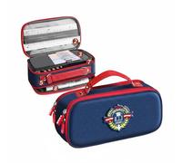 F Fityle Estuche de Lápices de Lona Estuche Cartuchera Portatodo Multi Compartimento con Malla y Cremallera Material Lona 600D y Oxford Asa para Llevar, Azul, Británico 7 Capas