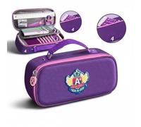 F Fityle Estuche de Lápices de Lona Estuche Cartuchera Portatodo Multi Compartimento con Malla y Cremallera Material Lona 600D y Oxford Asa para Llevar, Morado, Místico 4 Capas