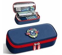 F Fityle Estuche de Lápices de Lona Estuche Cartuchera Portatodo Multi Compartimento con Malla y Cremallera Material Lona 600D y Oxford Asa para Llevar, Azul, 3 Capas Británicas