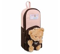 F Fityle Estuche de Lápices Oso Estuche Escolar Bolso Portatodo Organizador de Papelería Lona Resistente con Muñeco Desmontable y Bolsillo Frontal Adecuado para Escuela Oficina Viaje, Marrón