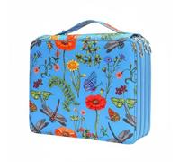 F Fityle Estuche para Estuche Organizador Funda con 124 Ranuras y Niveles con Cremalleras en Tejido Oxford y Asa Adecuado para Estudiantes Artistas Escuela, Dragonfly Blue