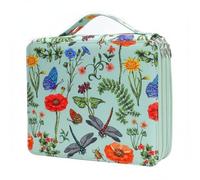 F Fityle Estuche para Estuche Organizador Funda con 124 Ranuras y Niveles con Cremalleras en Tejido Oxford y Asa Adecuado para Estudiantes Artistas Escuela, Dragonfly Green