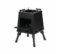 F Fityle Estufa de Camping Plegable Portátil Estufa Horno Parrilla Cocina de Leña de Acero al Carbono con Ventilación Eficiente y Estructura Robusta Adecuada, Negro, Pequeño