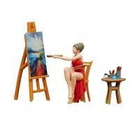 F Fityle Figuras de niña en Miniatura, Modelo de en Miniatura, Diorama Pintado, Figura de Artista Femenina sentada para Diorama, diseño de, 1 87
