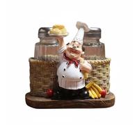 F Fityle Figurilla Chef Resina Adorno Porta Especias Organizador Resistente Decoración Temática Adecuada para Regalos Hogar Mostradores Panadería, Chef Panadero