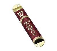 F Fityle Funda para Mezuzá judía de 4,1 Pulgadas, Adorno para Puerta, símbolo de Prosperidad, Regalo Judaica Hecho a Mano para Interiores y Exteriores, Rojo